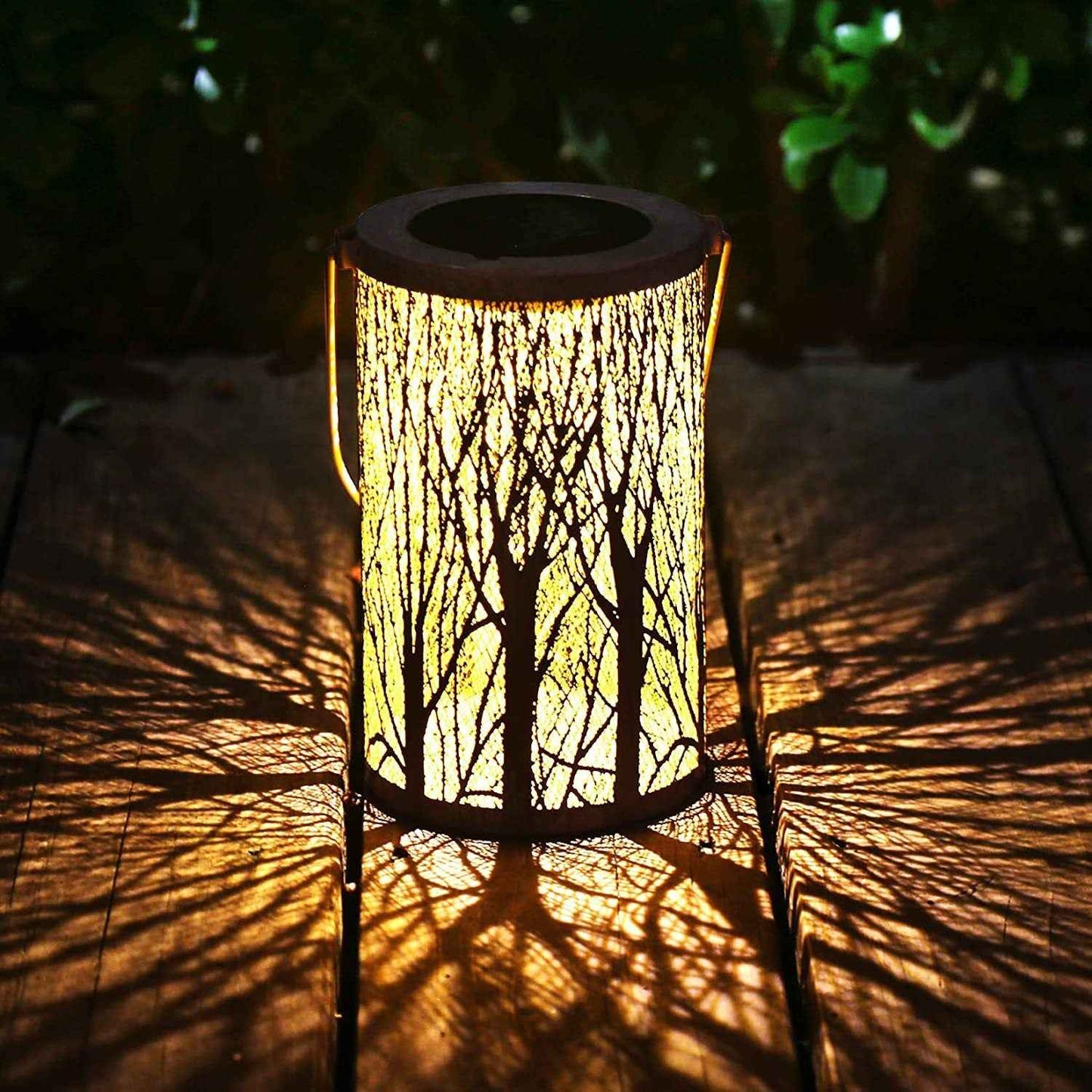 Solar iron hollow projection lamp