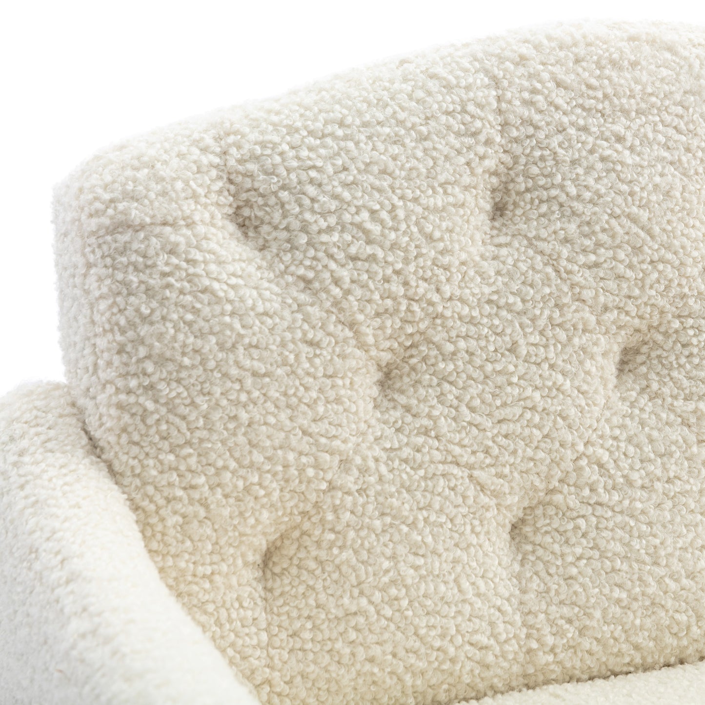 Coolmore Modern White Teddy Fabric Armchair With Gold Legs