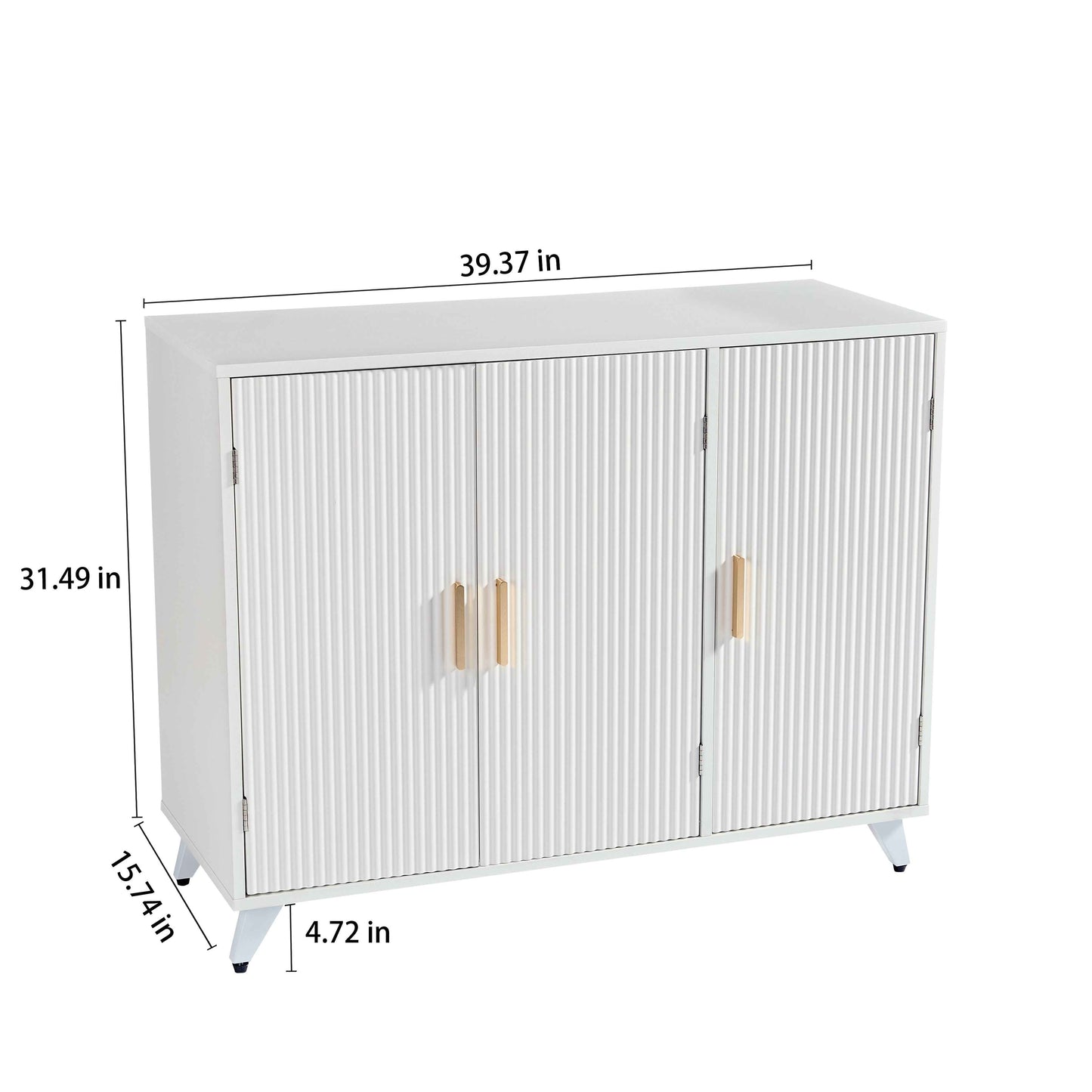 White Sideboard Buffet Cabinet With Wavy Texture Door