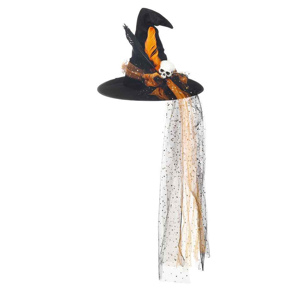 Fringe Halloween Hat Witch Hat Decorative Party Costume for Kids Photo Props Lace Halloween Pointed Hat