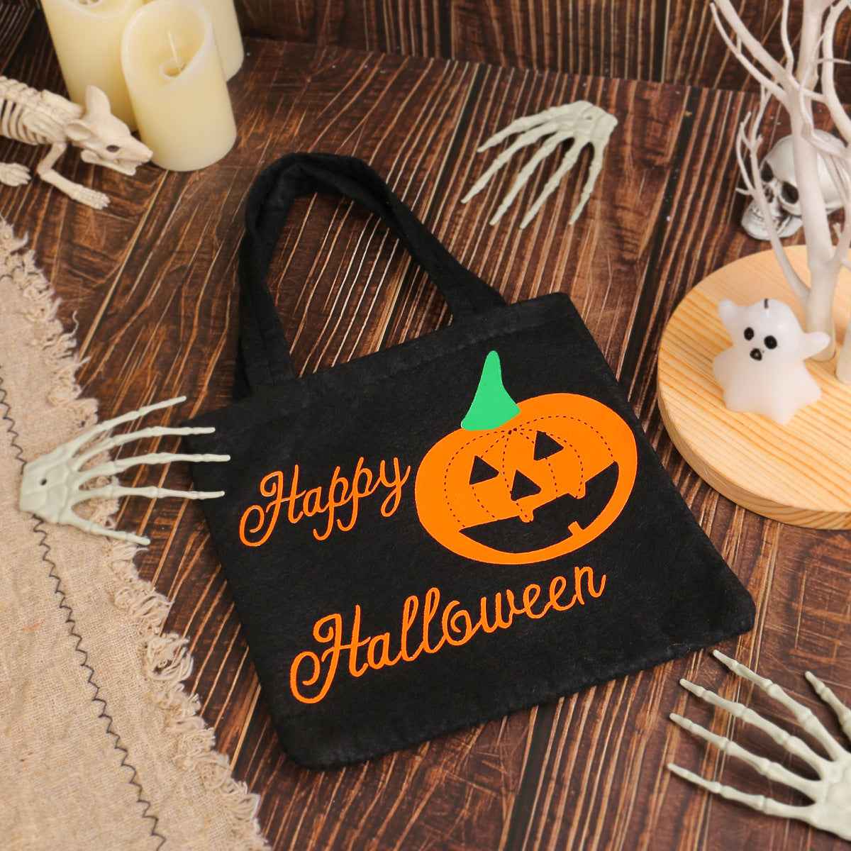 Halloween Pumpkin Tote Bag, Kids' Non-Woven Gift Bag for Halloween, Candy Bag for Children's Parties