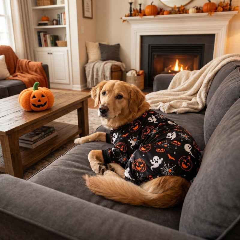 Halloween Pet Costume Pajamas Pumpkin Four-Legged Outfit Dog Clothes Halloween Clothes for Cats