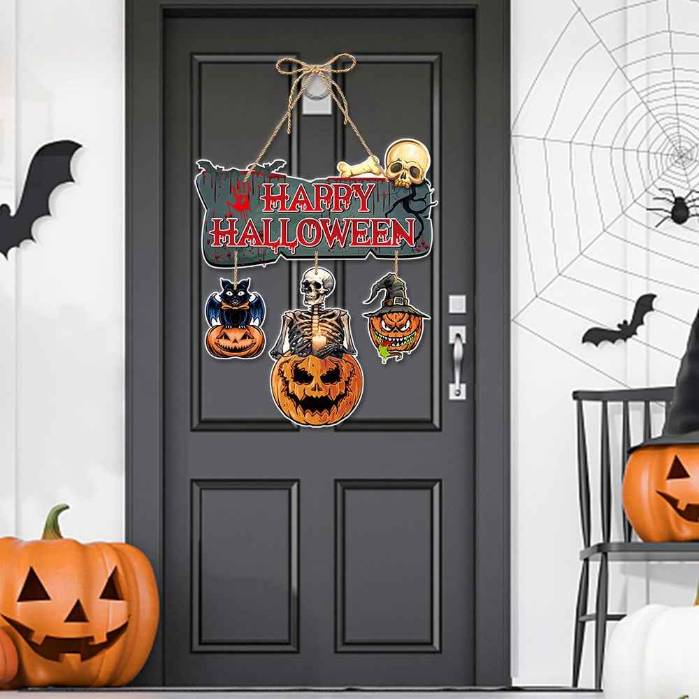 Halloween Party Decoration Door Hanging, Home Atmosphere Decoration Pumpkin Ornament Halloween Door Hanging Banner