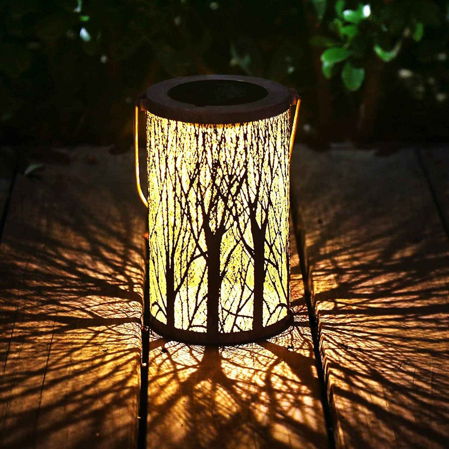Solar iron hollow projection lamp