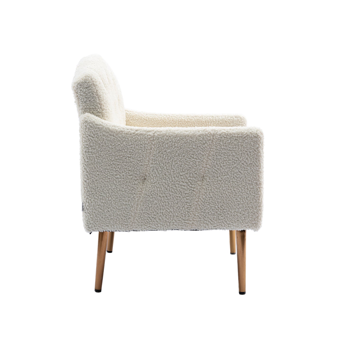 Coolmore Modern White Teddy Fabric Armchair With Gold Legs