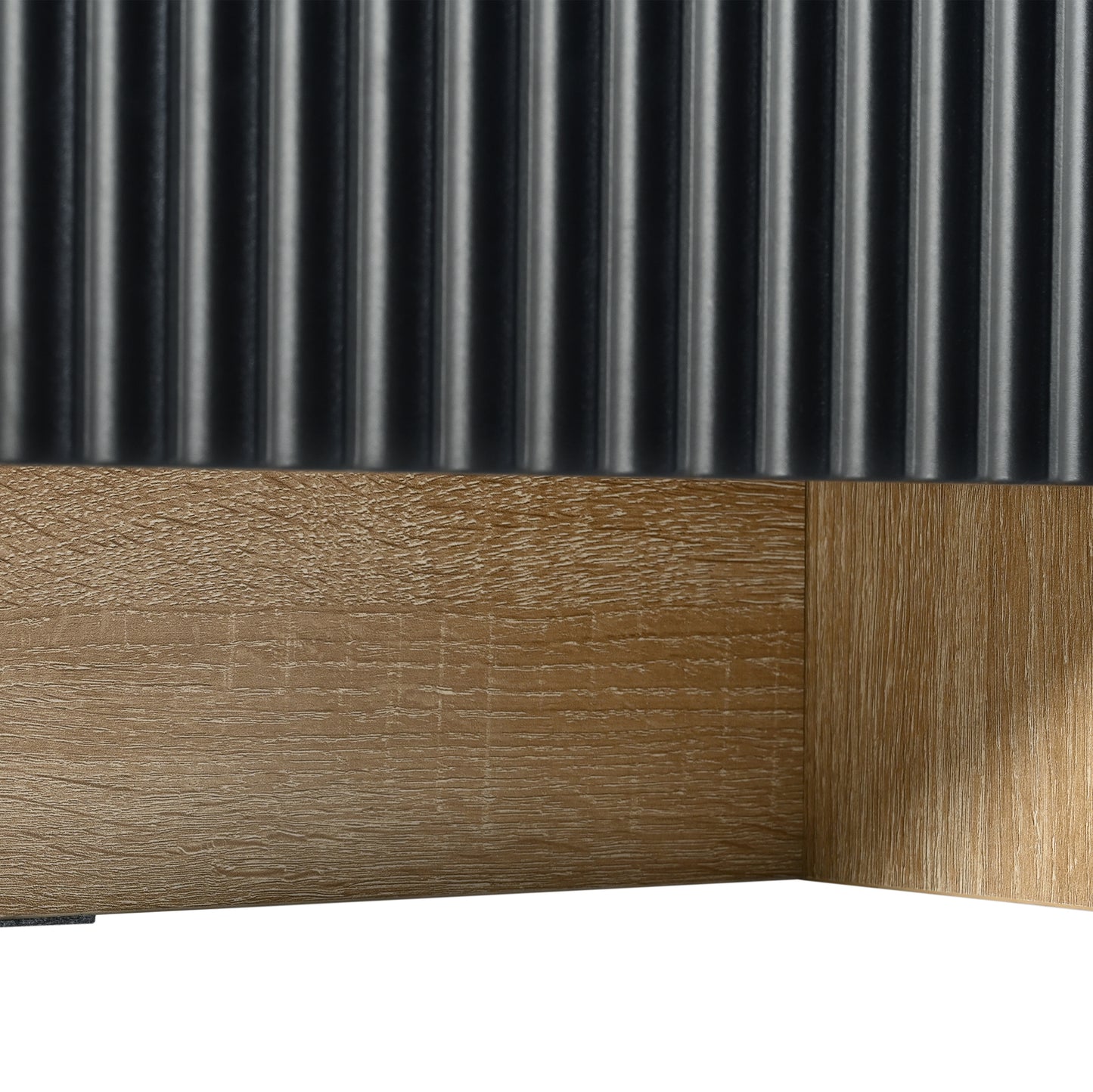 Modern Black Fluted TV Stand For 80 Inch Tv With Storage