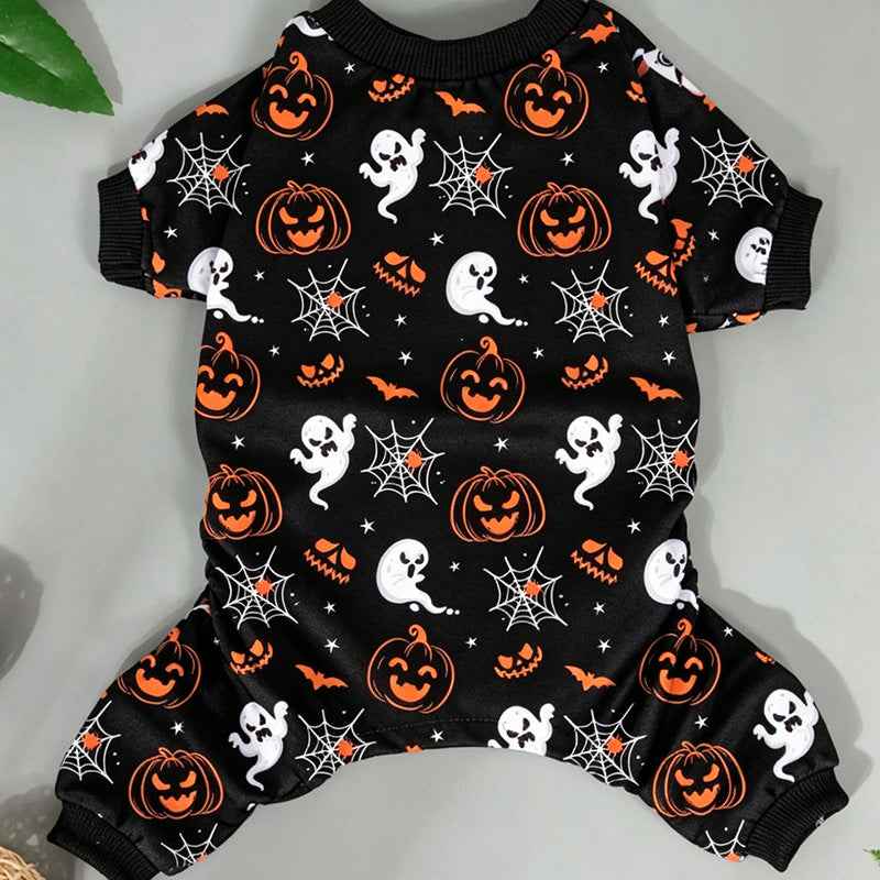 Halloween Pet Costume Pajamas Pumpkin Four-Legged Outfit Dog Clothes Halloween Clothes for Cats