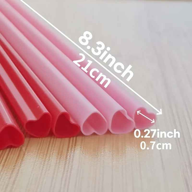 50 disposable heart-shaped pink straws