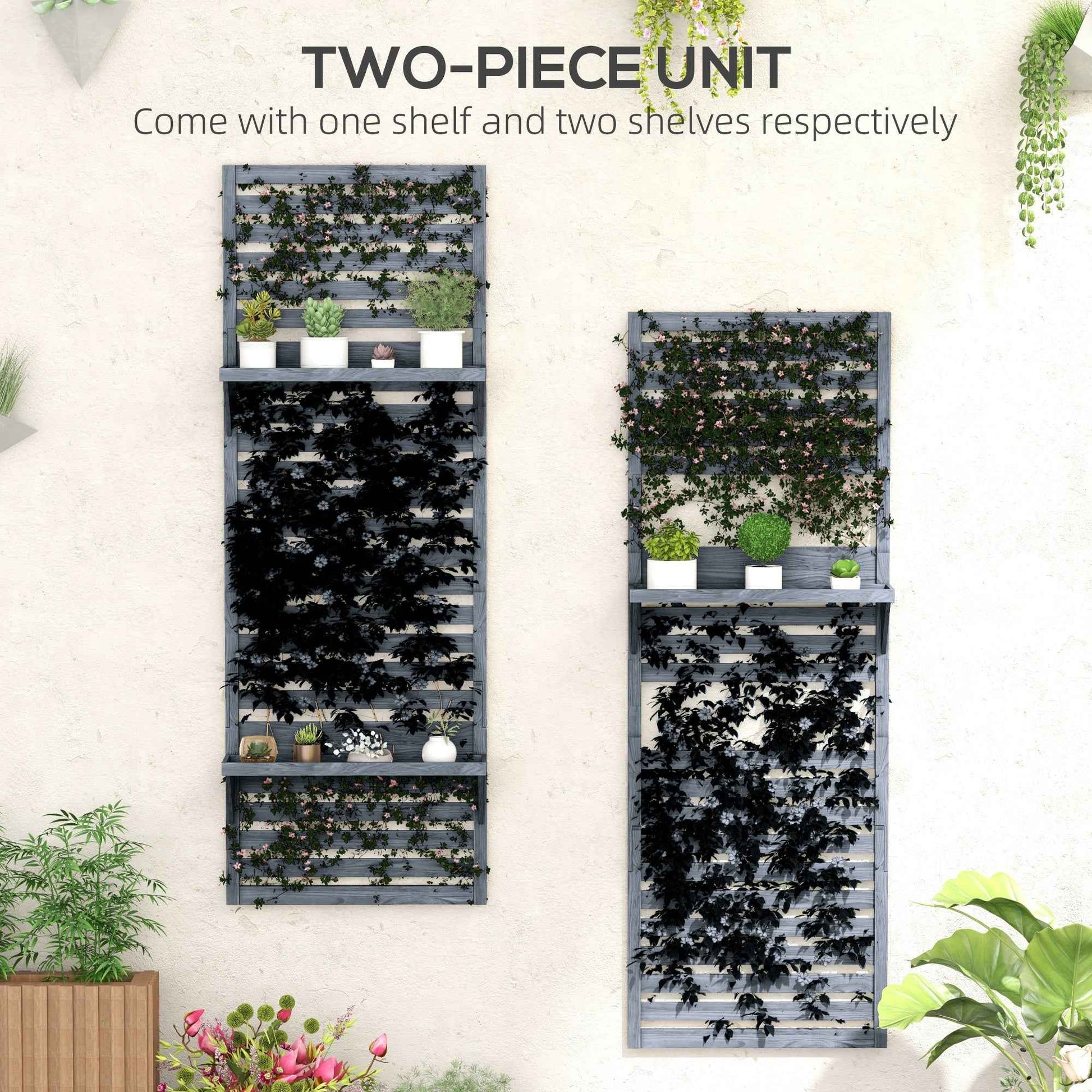 Elevate Your Garden Aesthetics with Our Wall Mounted Plant Stands Set of 2 – Fir Wood Flower Shelves for Balcony and Patio