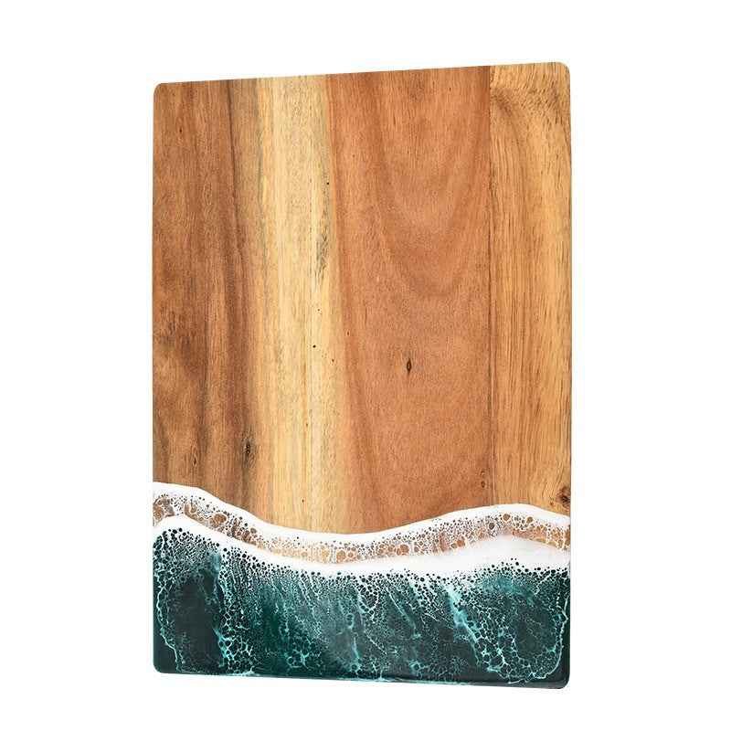 Acacia Wood and New Resin Cutting Board Wave Spliced Design Kitchen Fruit and Steak Board for Chopping Rectangle Wooden Boards