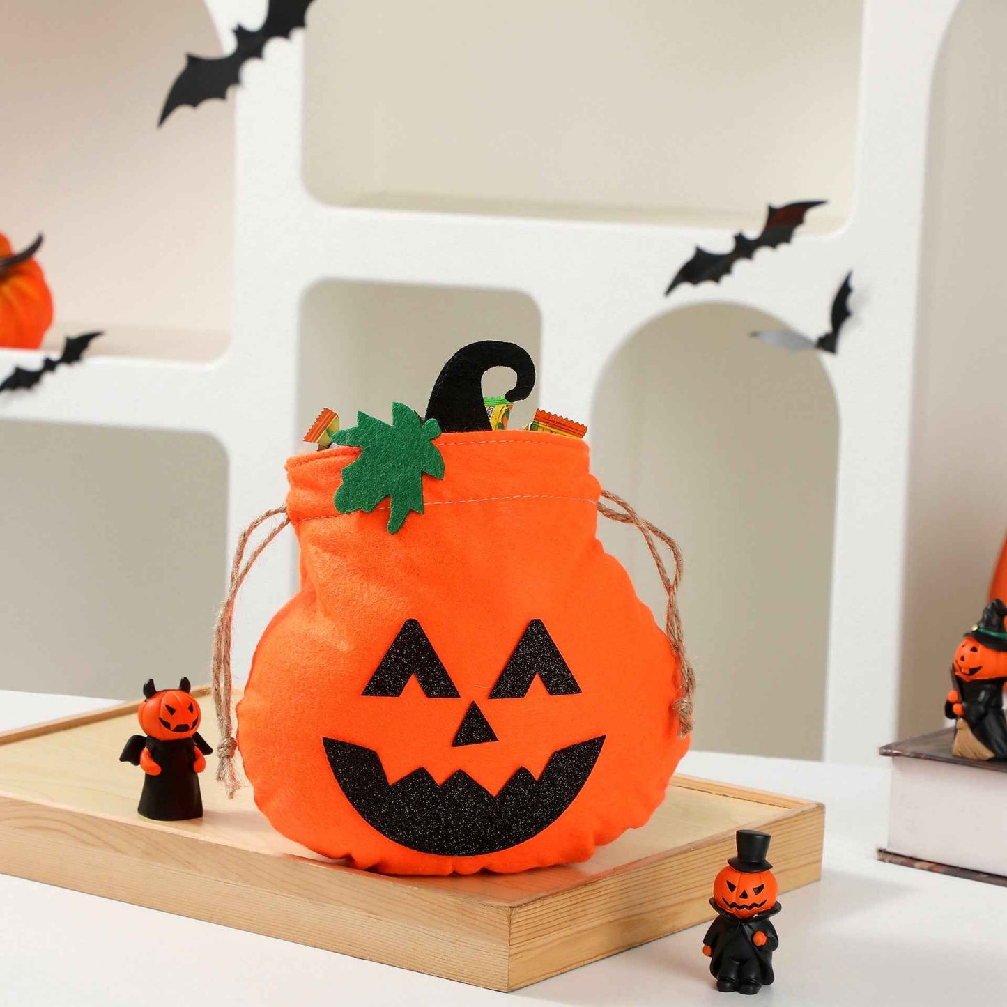 Halloween Decorative Pumpkin Face Tote Bag for Kids Candy Gift Bag Pumpkin Bag