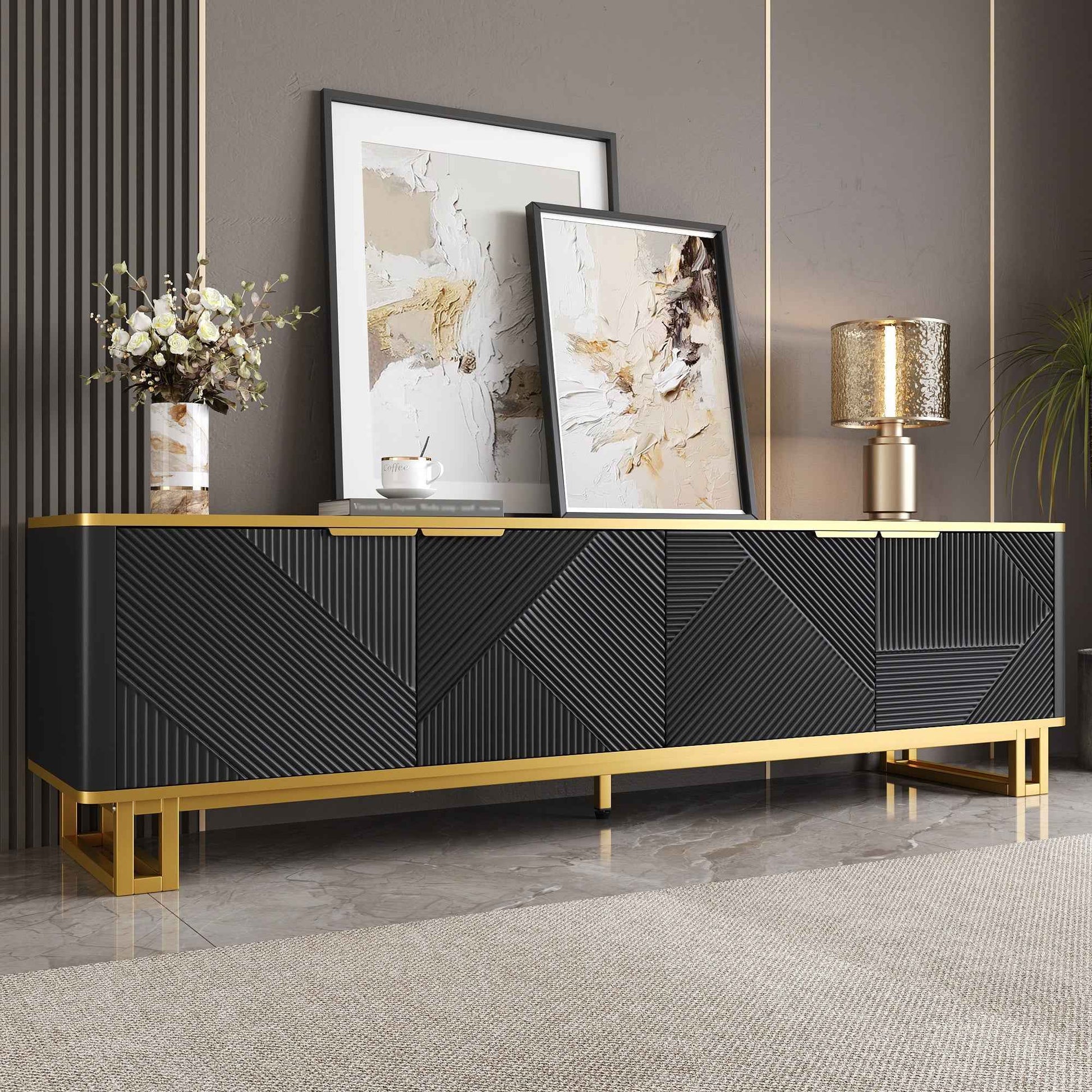 Transform Your Living Space with Our Geometric Black TV Cabinet