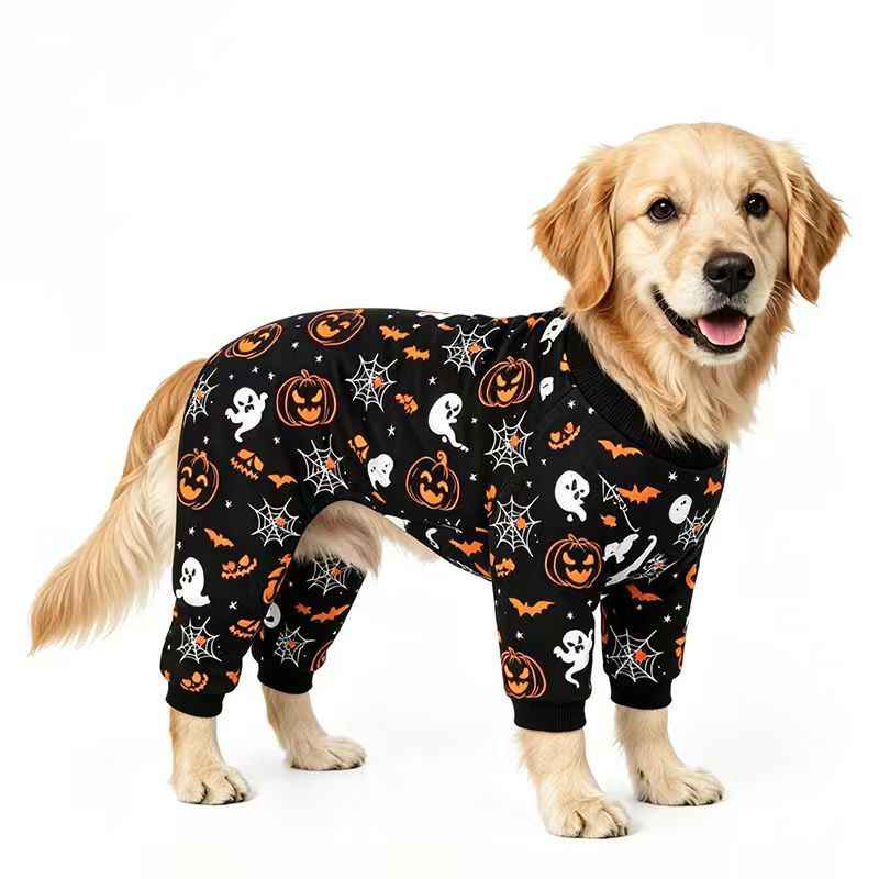 Halloween Pet Costume Pajamas Pumpkin Four-Legged Outfit Dog Clothes Halloween Clothes for Cats