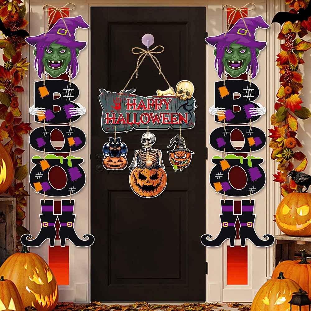 Halloween Party Decoration Door Hanging, Home Atmosphere Decoration Pumpkin Ornament Halloween Door Hanging Banner