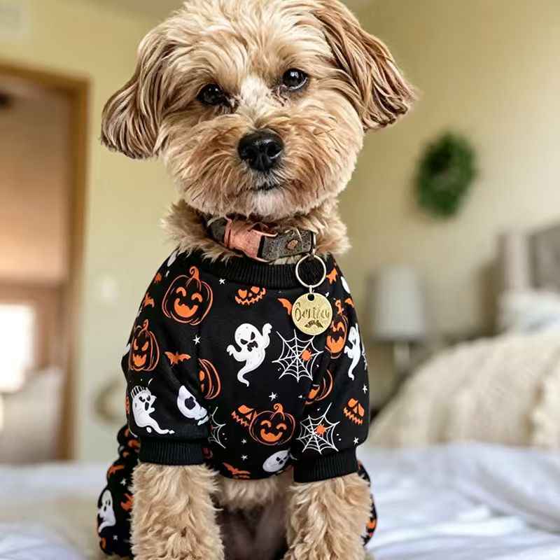 Halloween Pet Costume Pajamas Pumpkin Four-Legged Outfit Dog Clothes Halloween Clothes for Cats