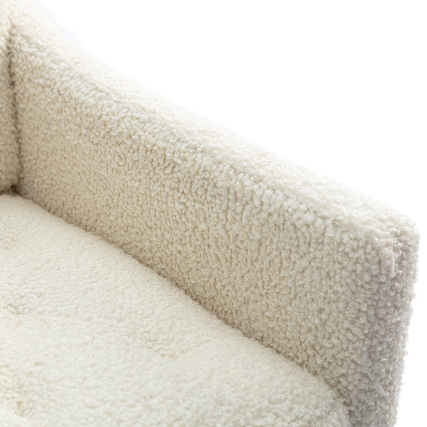 Coolmore Modern White Teddy Fabric Armchair With Gold Legs