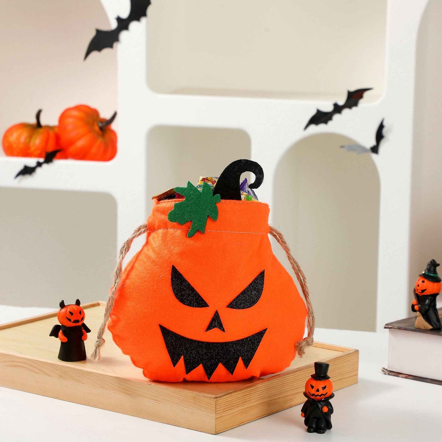 Halloween Decorative Pumpkin Face Tote Bag for Kids Candy Gift Bag Pumpkin Bag