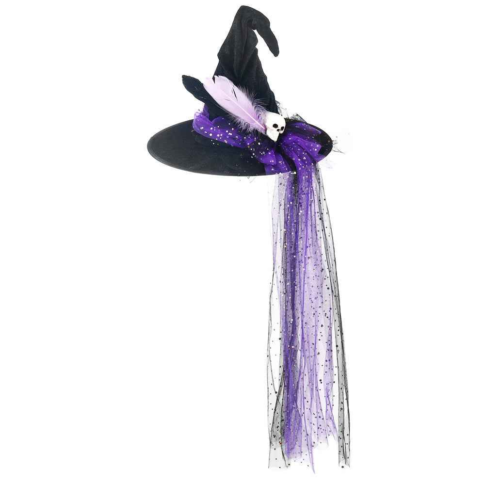 Fringe Halloween Hat Witch Hat Decorative Party Costume for Kids Photo Props Lace Halloween Pointed Hat