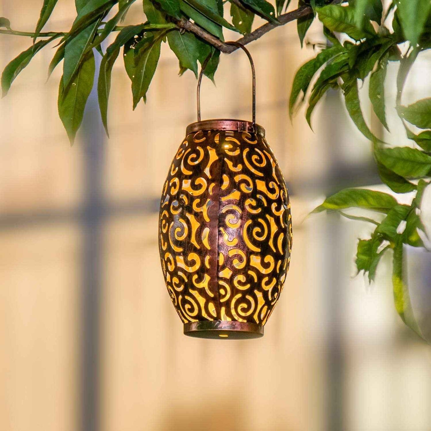 Solar iron hollow projection lamp
