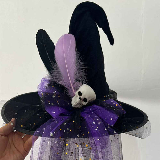 Fringe Halloween Hat Witch Hat Decorative Party Costume for Kids Photo Props Lace Halloween Pointed Hat