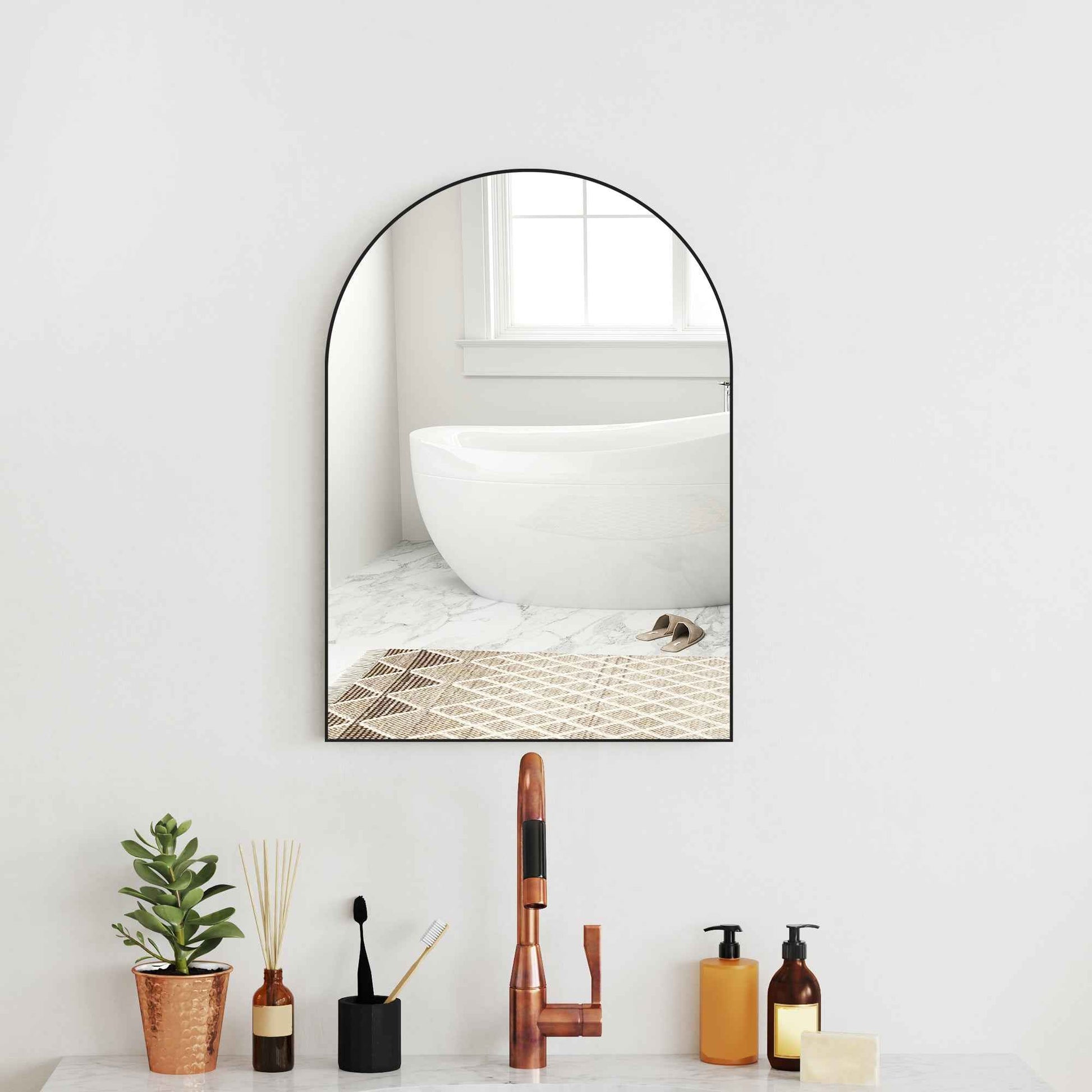 50 X 70cm Arched Home Mirror - Black