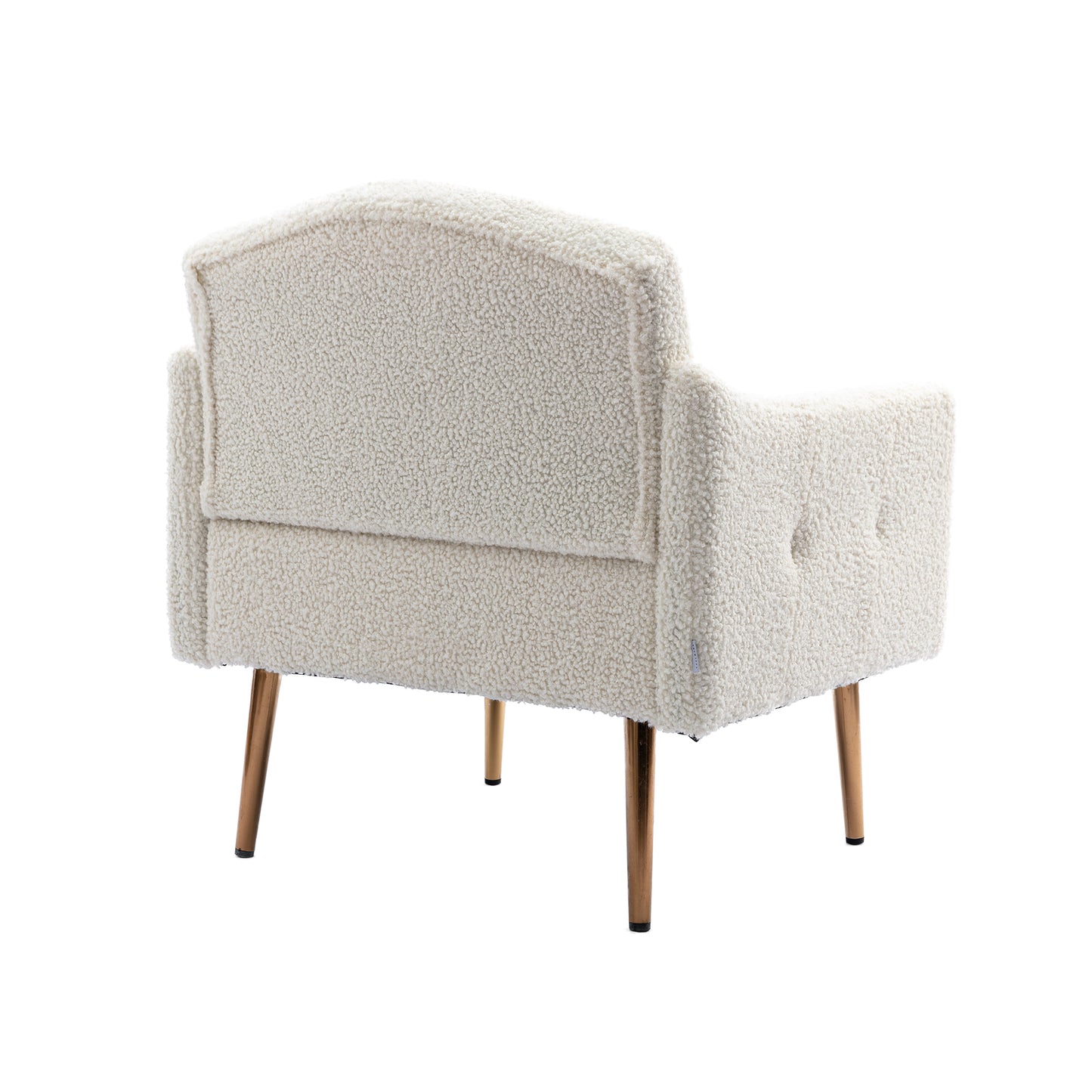 Coolmore Modern White Teddy Fabric Armchair With Gold Legs