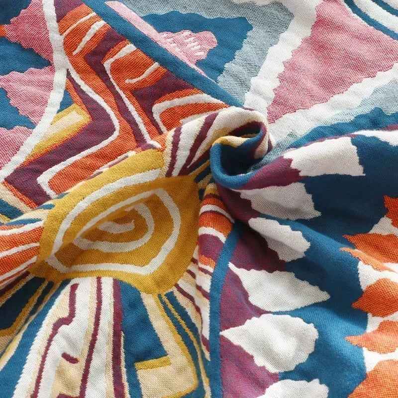 1pc Bohemian Style Flannel Blanket Nordic Tribal Print, Ultra Soft Lightweight for Sofa, Bed, Travel, Season, Home Decor Gift