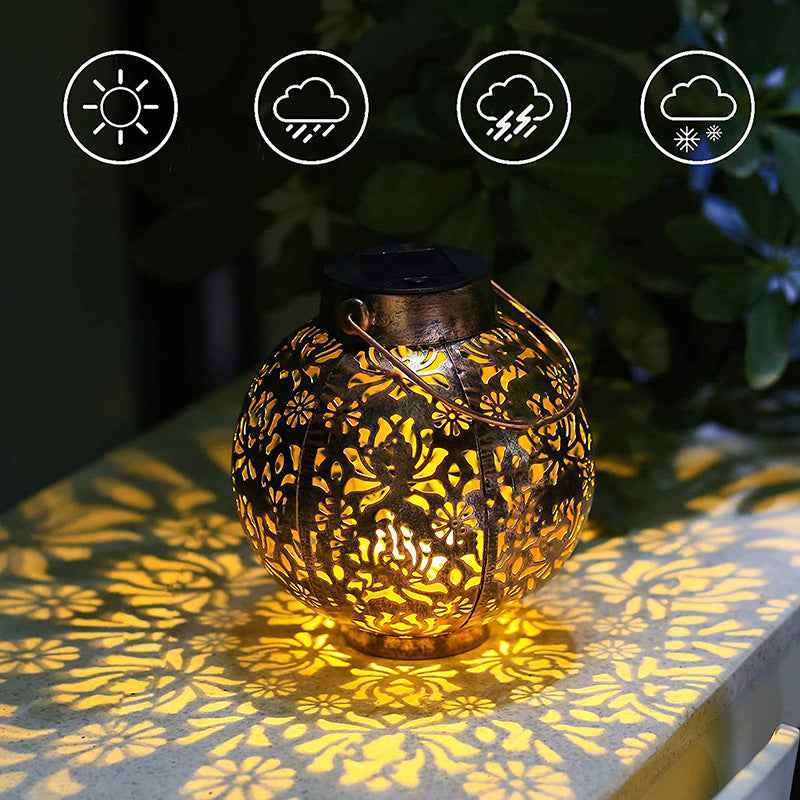 Solar iron hollow projection lamp