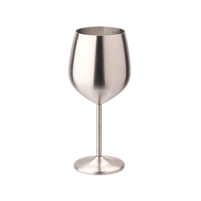 500ml Creative 304 Stainless Steel Single Layer High Footed Red Wine Glass Colorful Large Capacity Drum-Shaped Drop Resistant Copper-Plated Wine Glass