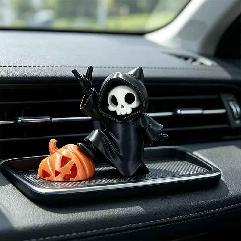 3D Printed Halloween Pumpkin Reaper Flat Car Interior Decoration Hanging Ornament Home Creative Decor Item