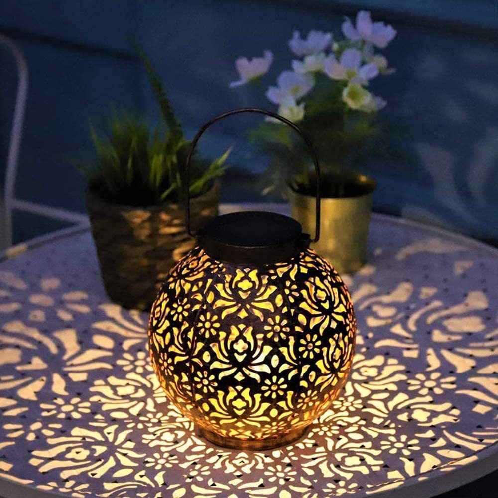 Solar iron hollow projection lamp