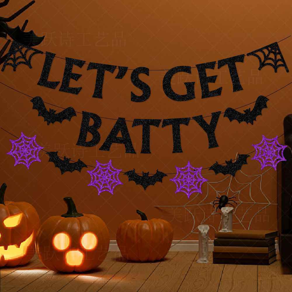 Halloween Decoration Bat Banner Spider Streamer Halloween Hanging Decorations for Party Decoration