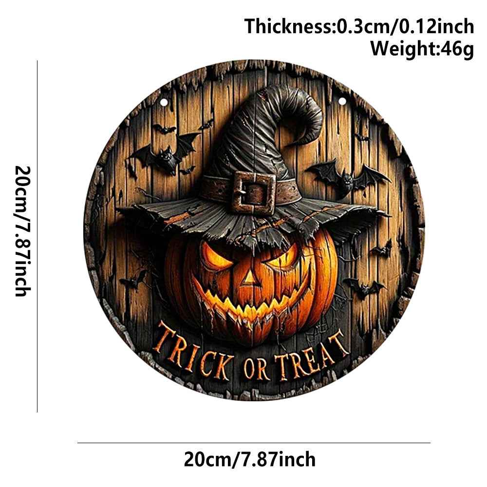 Halloween Wooden Round Pumpkin Sign Plaque Door Hanging Decor for Halloween Party Wooden Front Door Sign
