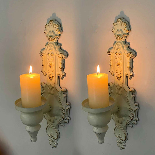 American Rustic Wall-Mounted Candle Holder, Iron Candle Stand, Country Cottage Style Home Decor, Soft Furnishing Wall Decoration