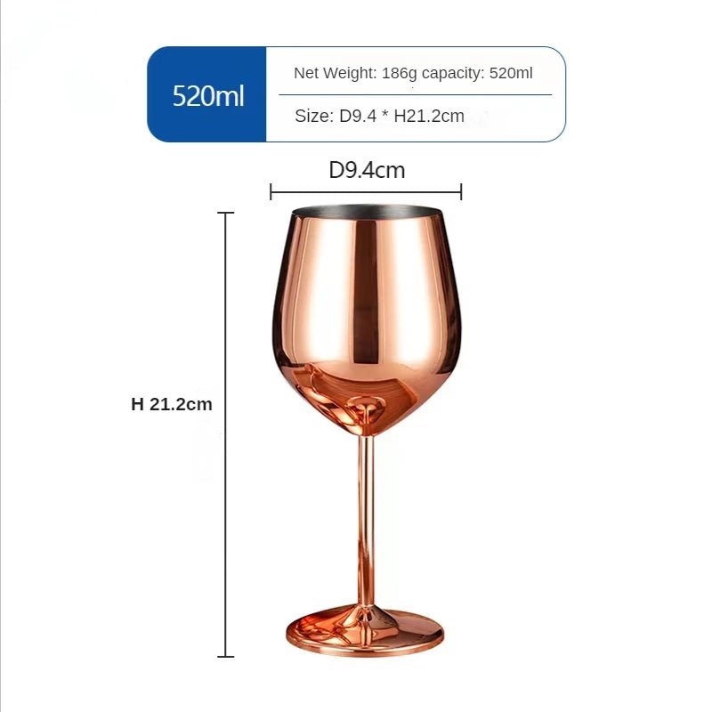 Stainless Steel Red Wine Glass Tall Champagne Cup 500ML