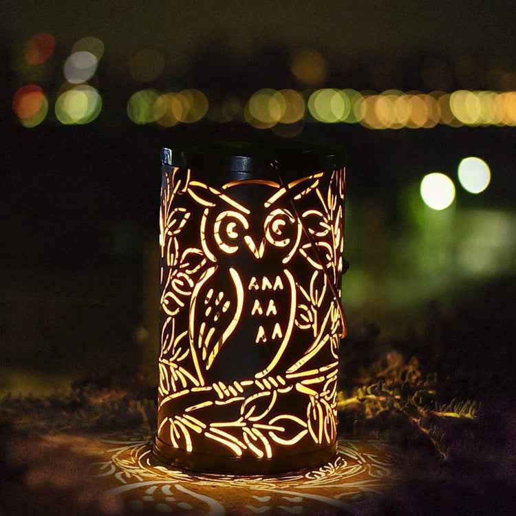 Solar iron hollow projection lamp