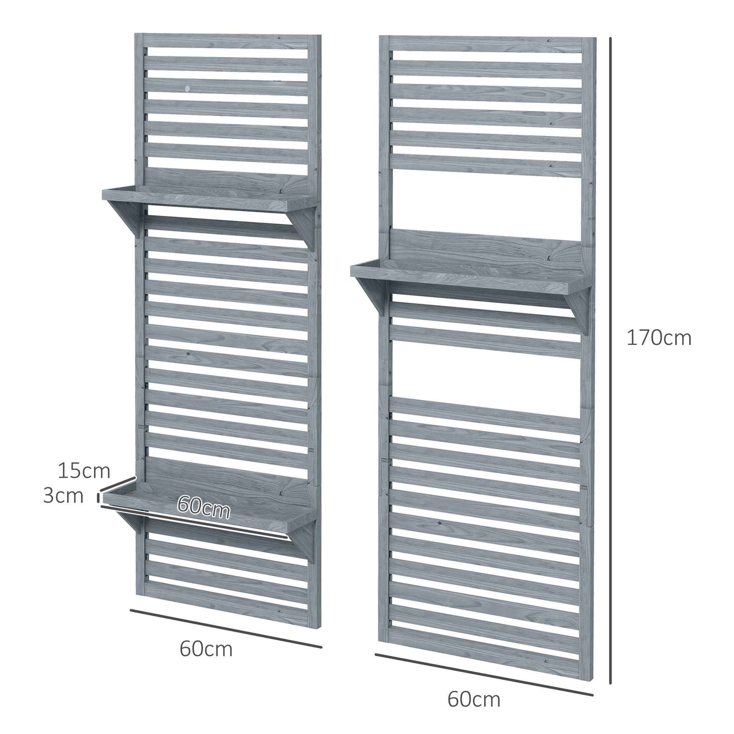 Elevate Your Garden Aesthetics with Our Wall Mounted Plant Stands Set of 2 – Fir Wood Flower Shelves for Balcony and Patio