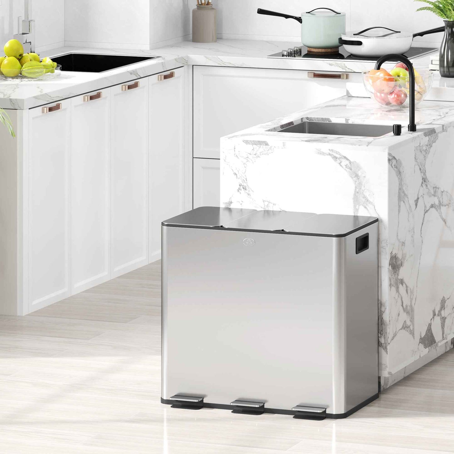Organize Your Space with the Ultimate Triple Kitchen Pedal Bin