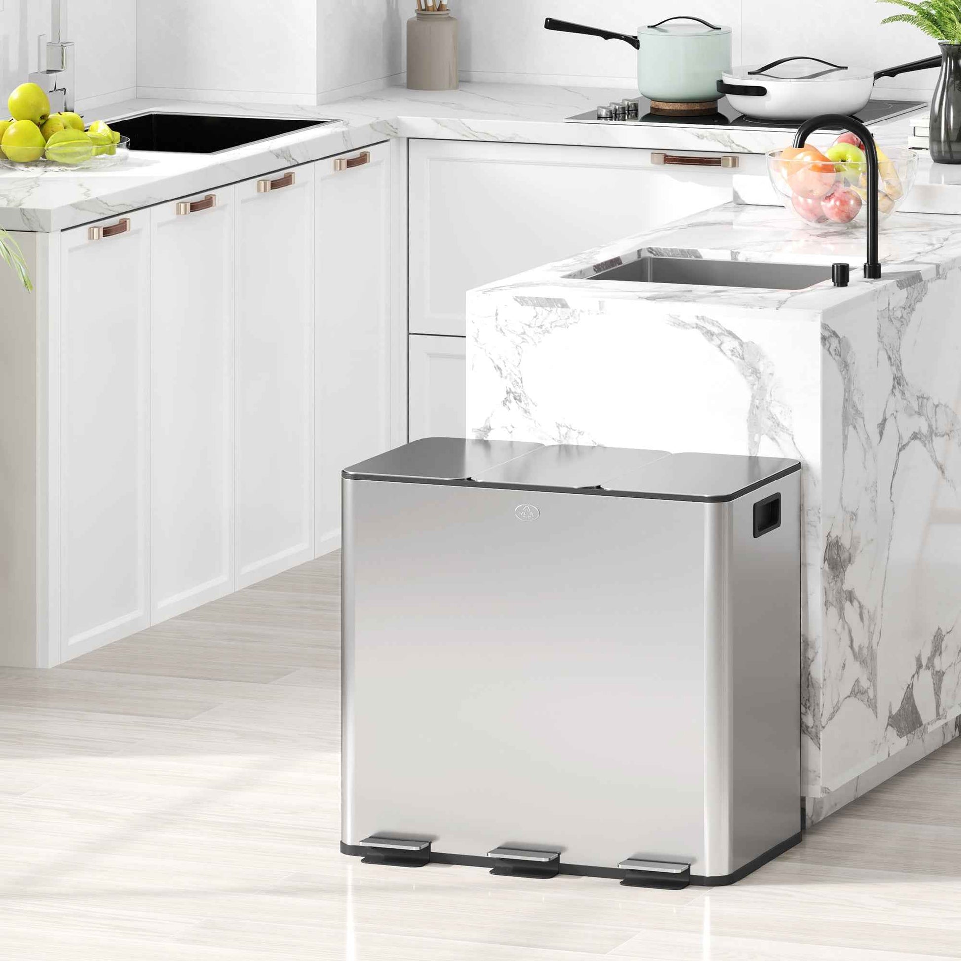Organize Your Space with the Ultimate Triple Kitchen Pedal Bin
