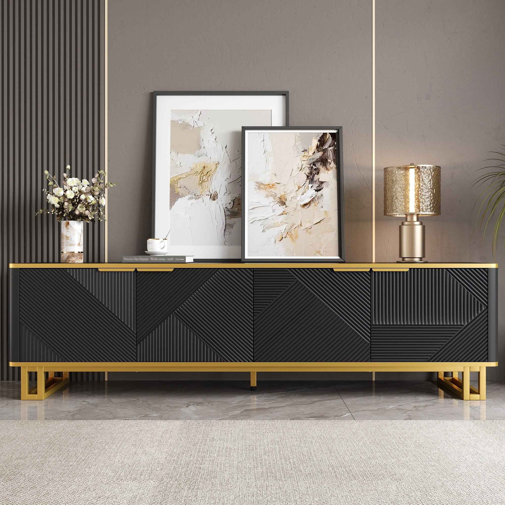 Transform Your Living Space with Our Geometric Black TV Cabinet