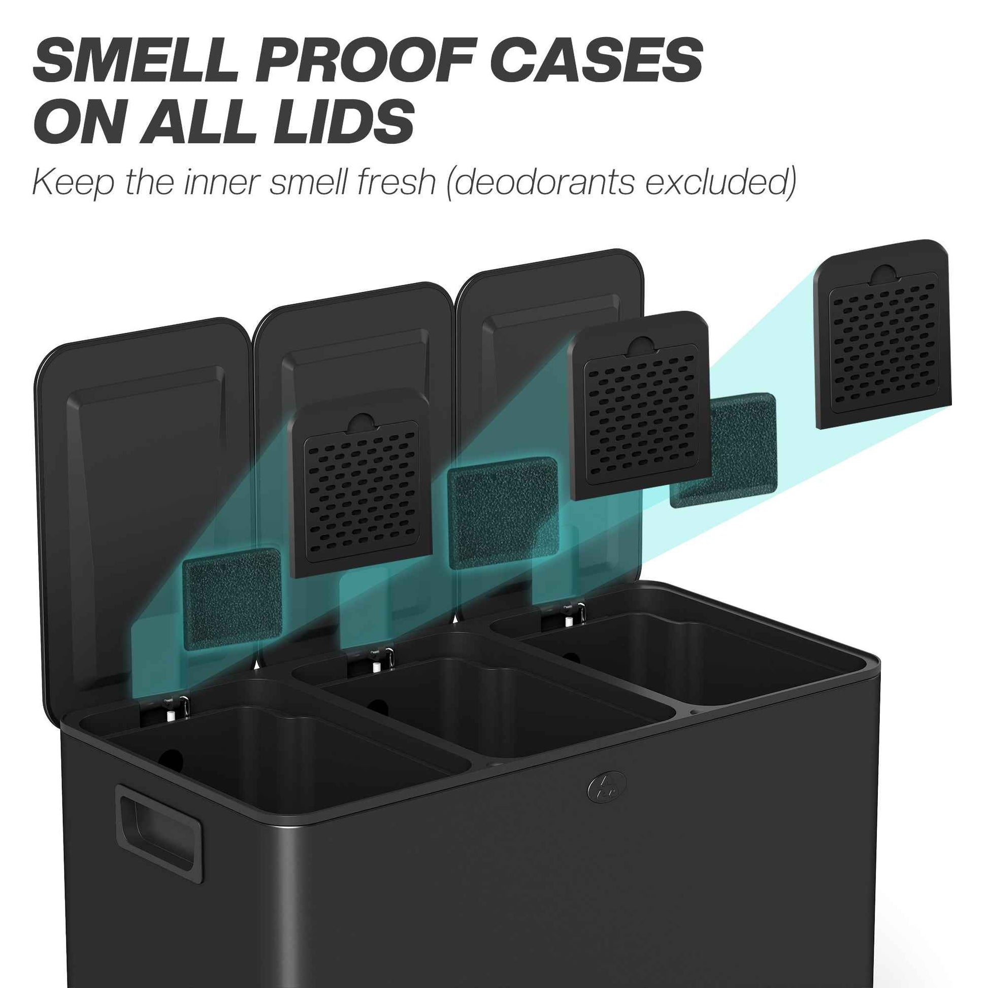 Sleek 3 x 15L Triple Kitchen Pedal Bin - Effortless Waste Management